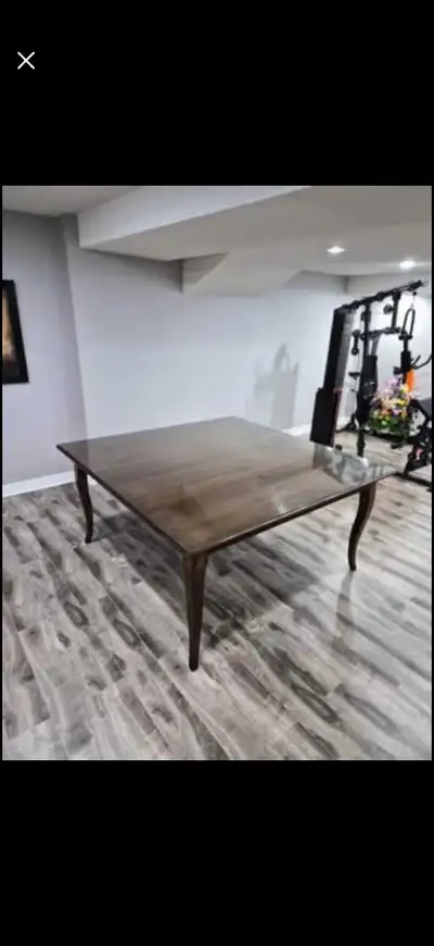 Solid wood dining table with glass top included , View more