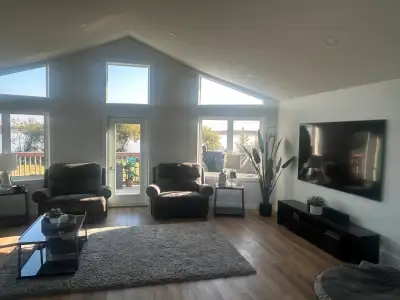 On the lake! Brand new house, 5 bedrooms, above ground pool, lots of deck space. Bbq avaiable to use...