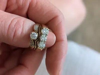 Ladies yellow and white Gold Diamond engagement set, View more