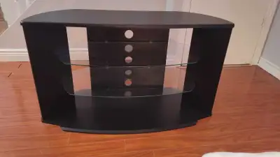 Black Corner TV Stand with Glass Shelves, View more