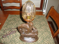 CIRCA 1920 SPINNING WHEEL LAMP