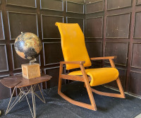 mid century office chair vinyl iron frame one rocker base