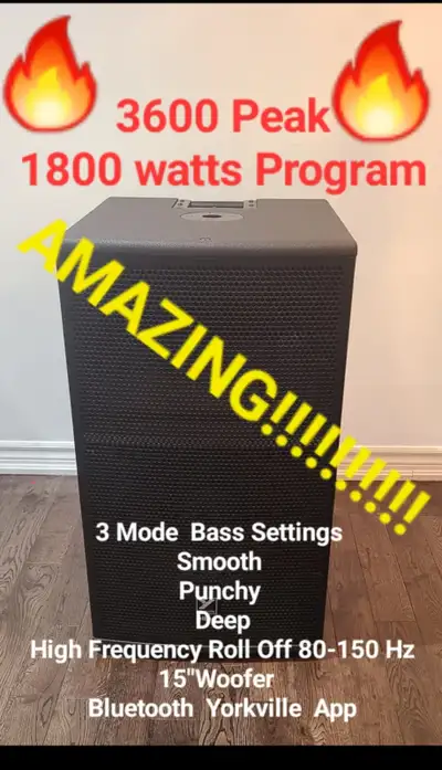 Yorkville Elite ES15P Powered Subwoofer  3600 peak, 1800watts, View more