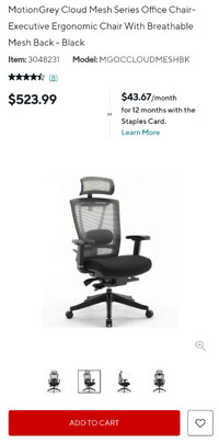 Ergonomic Office Chair (Assembled)- MotionGrey Cloud Mesh Series