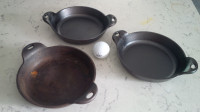 3 Smaller Cast Iron Skillets, 8" Handle to Handle, Lodge USA
