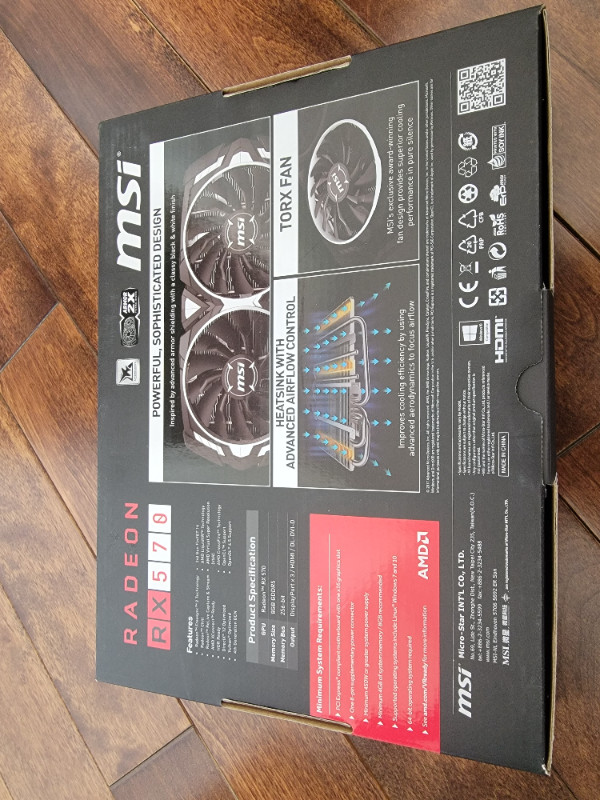 MSI Radeon RX570 Armor OC Edition 8GB GPU Graphics Card in System Components in Mississauga / Peel Region - Image 2