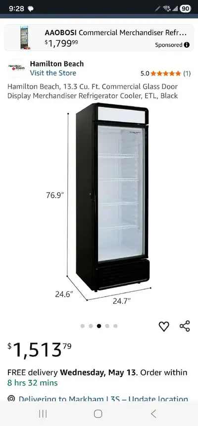 Hamilton Beach 13.3 cu.ft. Black Commercial Beverage Cooler, View more