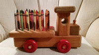 HANDCRAFTED WOODEN CRAYON TRUCK