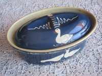 Rare Vintage Crockery Casserole Dish with Duck Motif