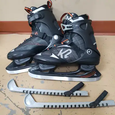 Super patins à glace pour homme taille 11 Neufs et aiguisés Viennent avec les protecteurs de lames n...