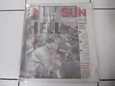 The Toronto Sun Newspaper Bin Ladens Hell September 13 2001, View more