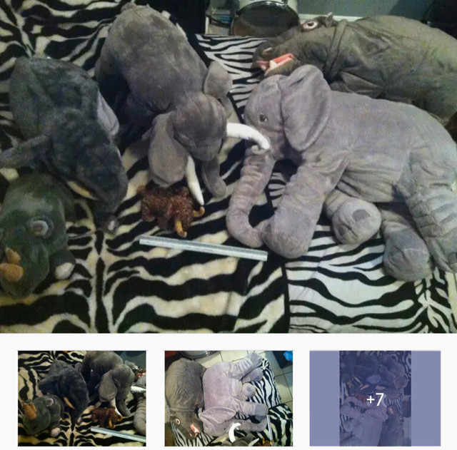 Elephant Grey Animal Rhino Hippo Large Collection Plush Doll Hug in Toys & Games in Oakville / Halton Region