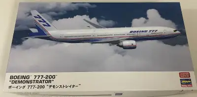a limited edition Hasegawa 1/200 Boeing 777-200 in Boeing House Demonstrator livery. The kit is stil...