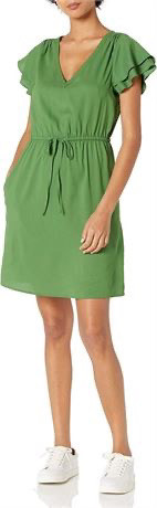 Goodthreads Women's Georgette Ruffle Sleeves Mini Dress, Sz S