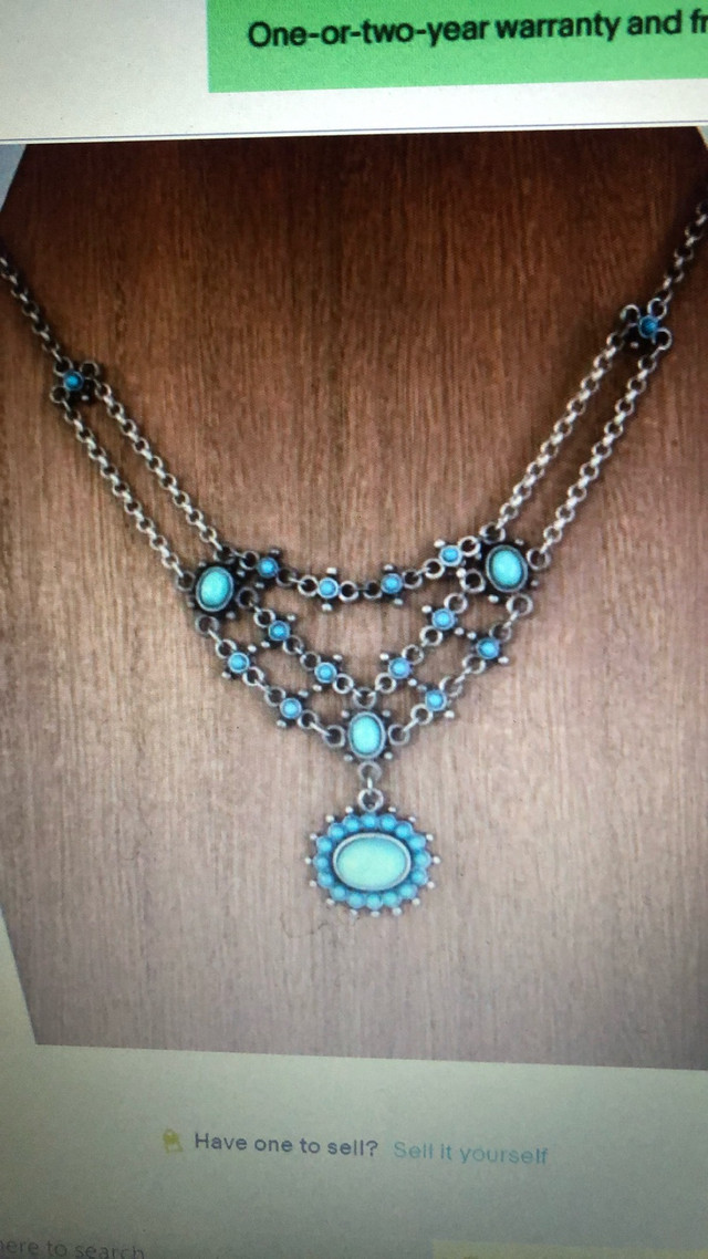 Nina Ricci choker Necklace turquoise with matte silver set  in Jewellery & Watches in Calgary