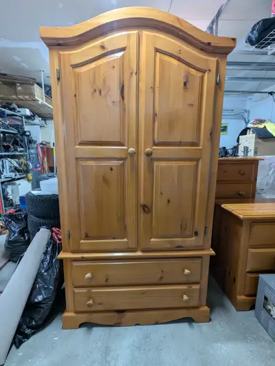 Dresser and Armoire 4 piece set pine, View more