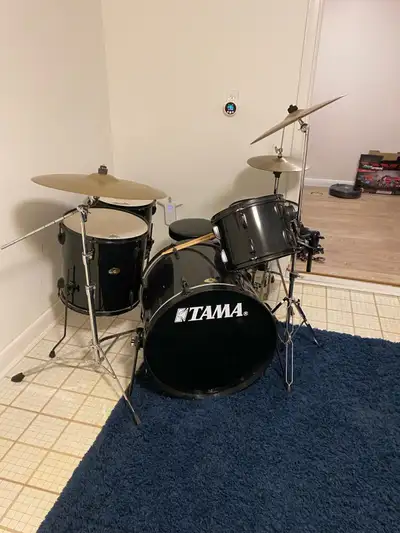 Tama 5 piece drum kit + Cymbals + Stool + Drum  Cases, View more