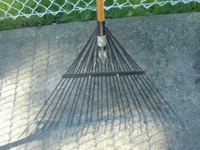FAN RAKE, metal end  with rubber handle, New, View more