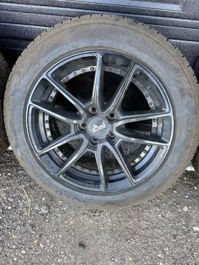 5x12mm bolt patter 57.1 mm rims. Tires are 215/55 R17. Tires have less tha 200km on the set.