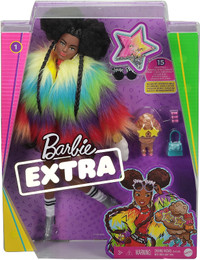 Barbie Extra #1 African American w/ Rainbow coat & Poodle Pup!