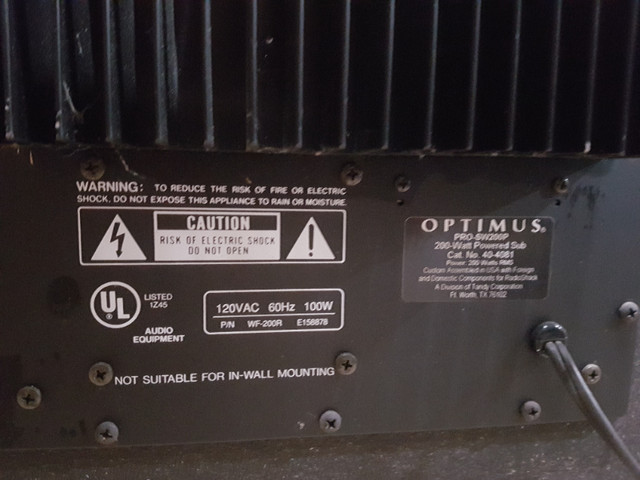Optimus 12" Front firing Subwoofer in Speakers in Muskoka - Image 3