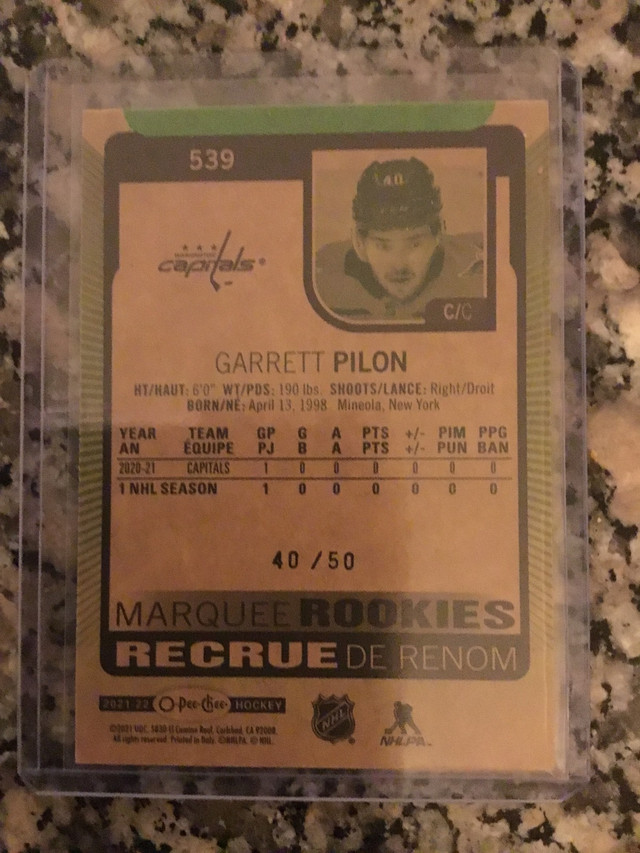 Hockey Collector Card - O-Pee-Chee - Garrett Pilon in Arts & Collectibles in Mississauga / Peel Region - Image 2