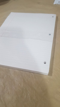 3 holes lined paper