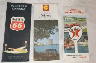 Vintage 60s Gas Oil  City State Province road Maps, View more