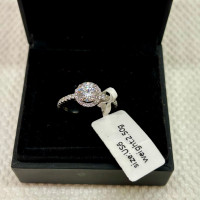 Sterling Silver Halo Ring Size 6 *New With Tags*