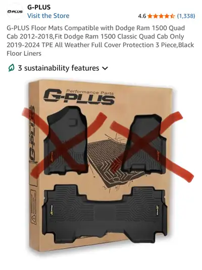 G Plus Rear Seat Floor Mat Dodge Ram 1500 Crew Cab, View more
