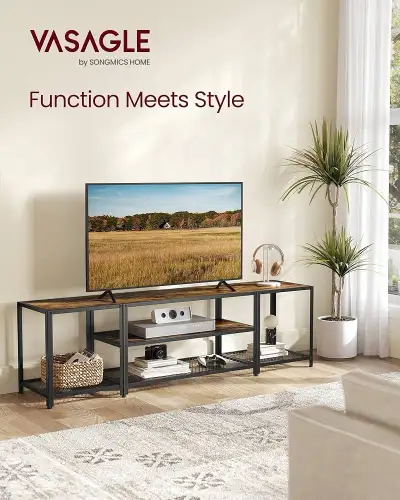 Modern TV Stand for TVs up to 75 Inches, 3-Tier Entertainment Center, Industrial TV Console Table wi...