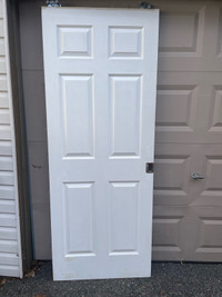 32 in. x 80 in. Paneled White Primed MDF Pocket Sliding Door