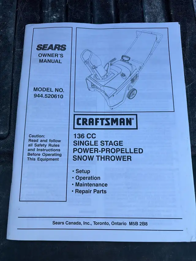 Craftsman 136cc Single Stage Snow Thrower in Snowblowers in Mississauga / Peel Region - Image 6