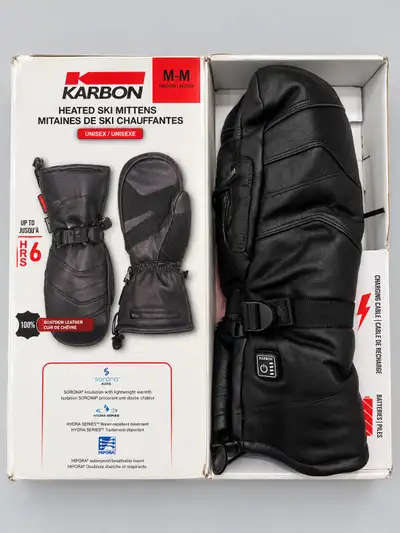 Karbon Heated Leather Ski Mittens – Medium, View more