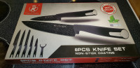 Kitchen King 6Pcs Knife Set Non-Stick Coating NEW Black