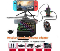 RGB Gaming Keyboard, Mouse, Adapter set for PS3/4/5/Switch/Xbox