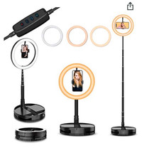 10" Selfie Ring Light with Stand and Phone Holder,Foldable Makeu