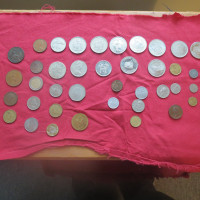 coins -assorted canadian and foreign and medallions