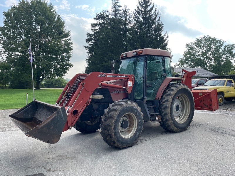 Case MX100C 4x4 tractor with loader and blower Farming Equipment