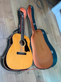 1960s Harmony H158 Jumbo Acoustic Guitar Project with case.