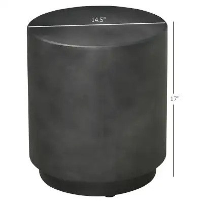 Concrete Finish Side Table, Lightweight Accent Table, 17" Patio Round Stump End Table with 4 Adjusta...