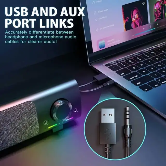 Computer Speakers, PC Gaming Speakers for Desktop, Laptop, USB P in Speakers, Headsets & Mics in Markham / York Region - Image 5