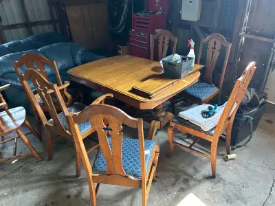 Oak Table and Six Chairs, View more