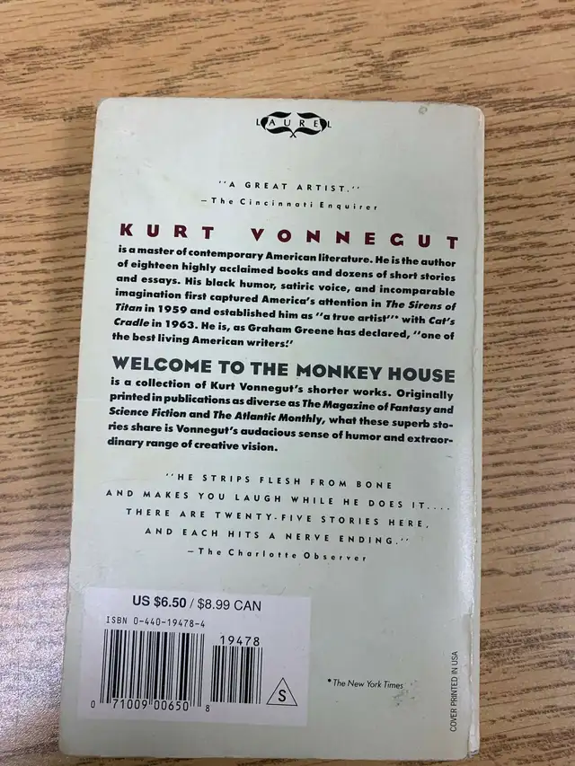Welcome to the monkey house by Kurt Vonnegut m in Fiction in Mississauga / Peel Region - Image 3