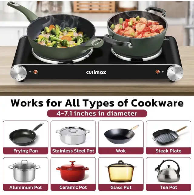 1800W Stainless Steel Electric Hot Plate Double Burner  in Stoves, Ovens & Ranges in Markham / York Region - Image 7