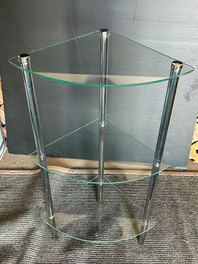3 glass shelf table $45, View more