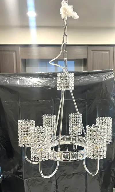 Chandelier crystals and crome (brand new), View more