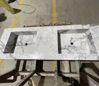 Luxury Marble Look Integrated Sink Vanity | Custom  Countertop, View more