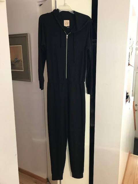 Black Soft Fleece Onesie Pyjamas Loungewear Romper in Women's - Bottoms in Winnipeg