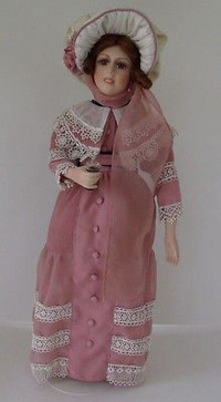 REDUCED Coca-Cola Porcelain Doll - vintage Victorian- with stand